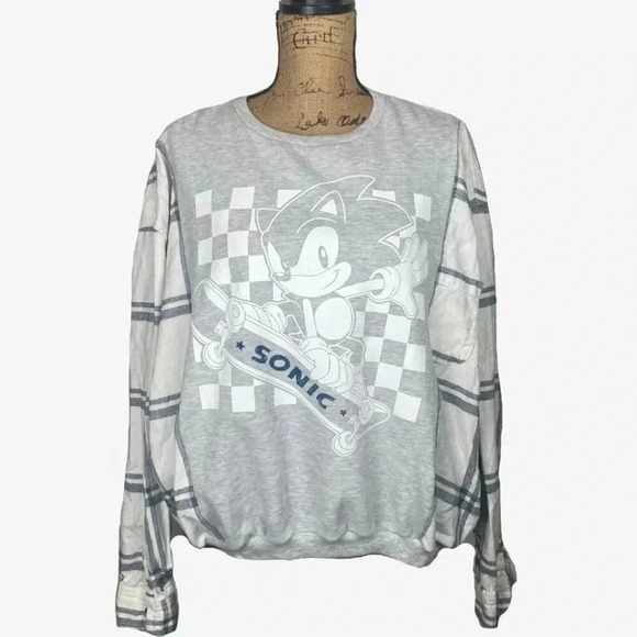 Sonic the Hedgehog Tops - UPCYCLED Sonic Crop‎ Hoodie